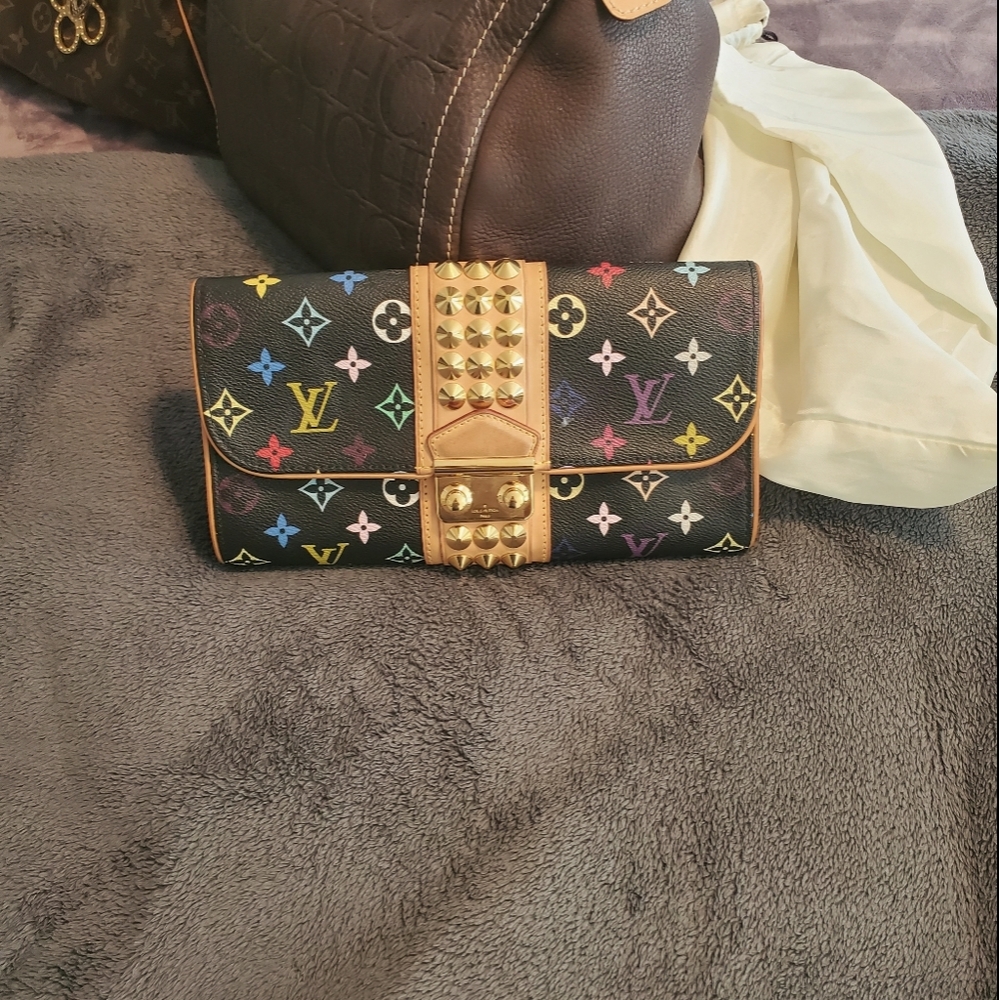 Black Louis Vuitton monogram multicolor clutch